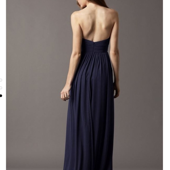 DONATED!! Navy Crinkle Chiffon dress w/sweetheart - Picture 2 of 8